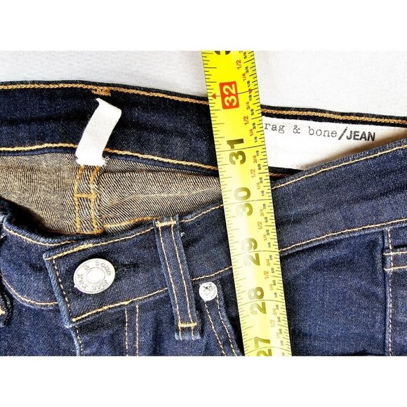 Rag & Bone Size 25X23 Womens Blue Capri Embroidered Pocket Logo Denim Jeans USA - Picture 13 of 13